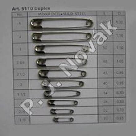 Safety pins silver No.1 - 28/0,8mm /kt=50x12=600pcs