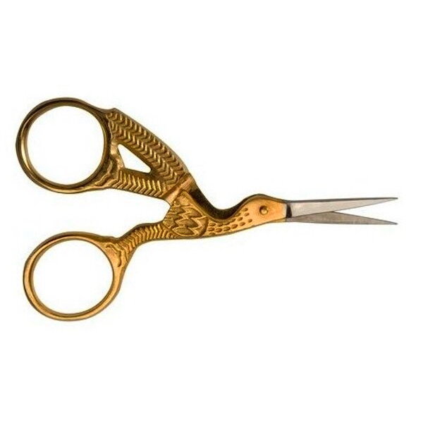 Nůžky vyšívací zlaté PJN 4", čáp