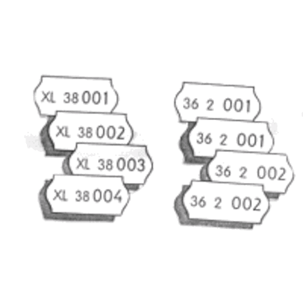 Wellenrandetiketten 22x12 mm, weiss - schwachgeleimt